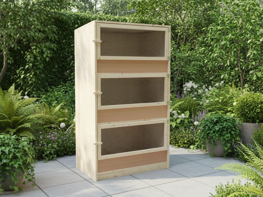 3er Kaninchenstall mit Kotwanne 10cm