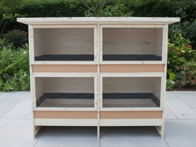 4er Kaninchenstall mit Kotwanne, Rost & Urinleisten