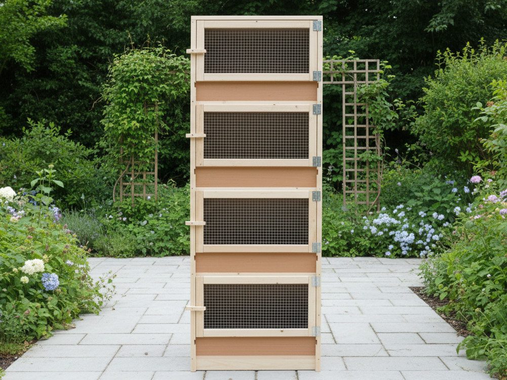 4er Kaninchenstall mit Kotwanne 10cm (übereinander)